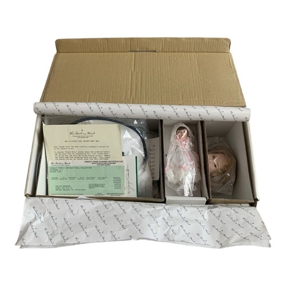 NIB VNTG Porcelain DOLL BRIGHT EYES Temple Doll by Danbury Mint Collectible Doll - Picture 6 of 8